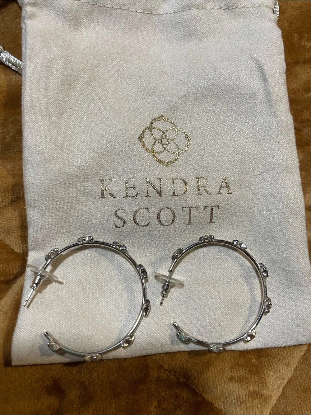 Kendra Scott Sierra Silver Hoop Earrings with Navy Star Accents - Picture 3 of 3